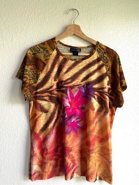 Lane Bryant Venezia Womens Shirt Blouse Floral Animal Print Plus Size 14/16